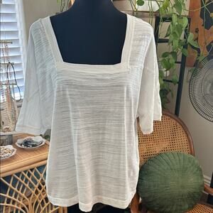 NWT Anthropologie White Boat Neck T-Shirt